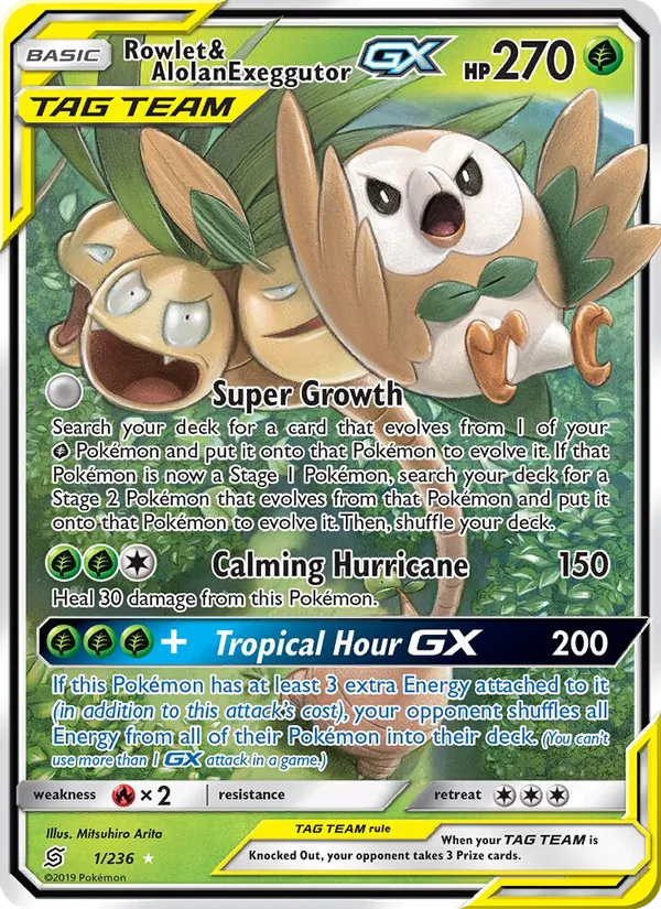 Rowlet e Exeggutor di Alola GX
