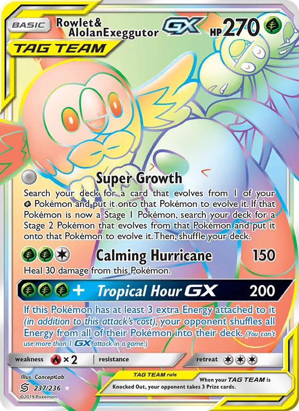 Rowlet e Exeggutor di Alola GX