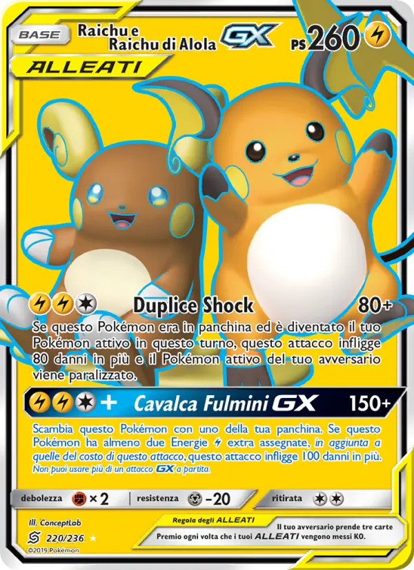 Raichu e Raichu di Alola GX